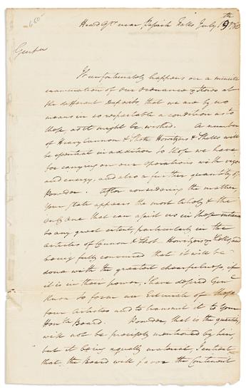 (AMERICAN REVOLUTION.) WASHINGTON, GEORGE. Letter Signed, G:Washington, to President of the Council of Massachusetts Bay James Bowdoi